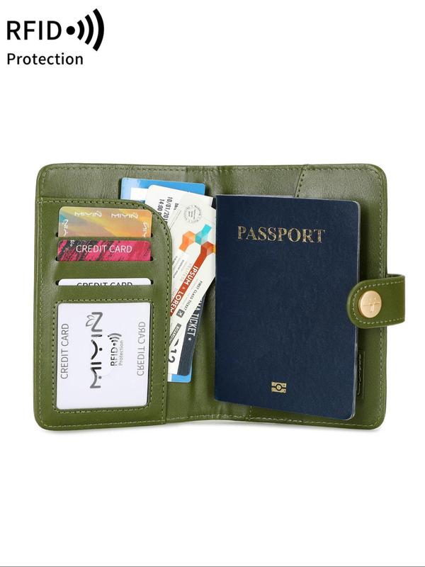 Simple Plain Passport Holder, RFID Blocking Travel Wallet, Multi Card Slot Bifold Wallet for Men & Women