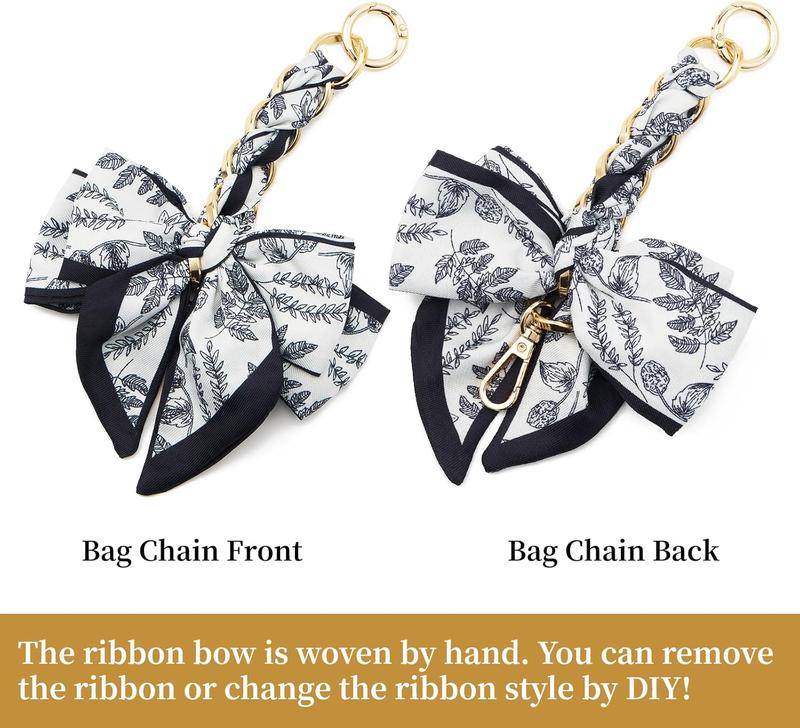 Bag Extender Chain with Bow Ribbon Purse Chain Extender for Crossbody Bag Charms Women Handbag Decoration Accessories