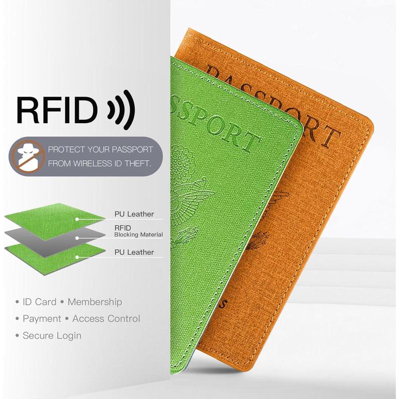 Unisex 2pk RFID Passport And Vaccine Card Holder Combo,Passport Holder-Black&Light Blue