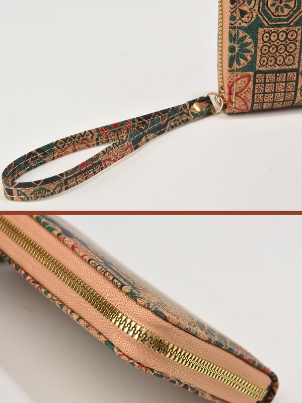 Women's Boho Style Ethnic Pattern Zipper Long Wallet, Vintage Trendy Wristlet Wallet, Fashionable Vintage Long Wallet for Women for Daily Use