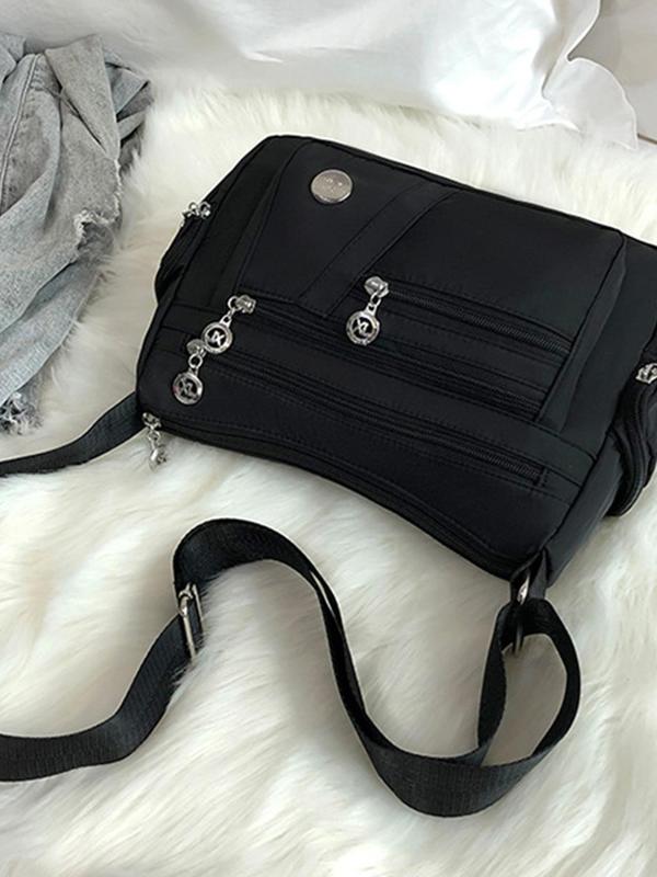 Women's Fashionable Solid Color Simple Crossbody Bag, Casual Versatile Shoulder Bag for Daily Used, Female Zipper Classic Bag