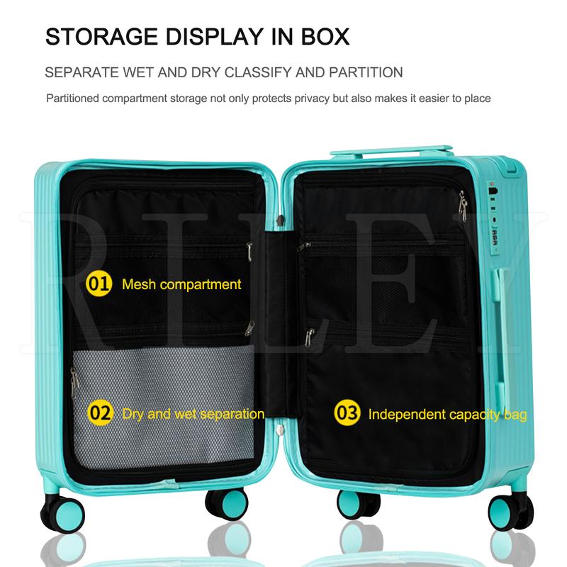 2024 New Fashion Wide Railing Suitcase Unisex & Charging Port & Cup Holder & TSA Customs Lock Large Capacity Multifunctional Suitcase 20 Inch spinner wheel