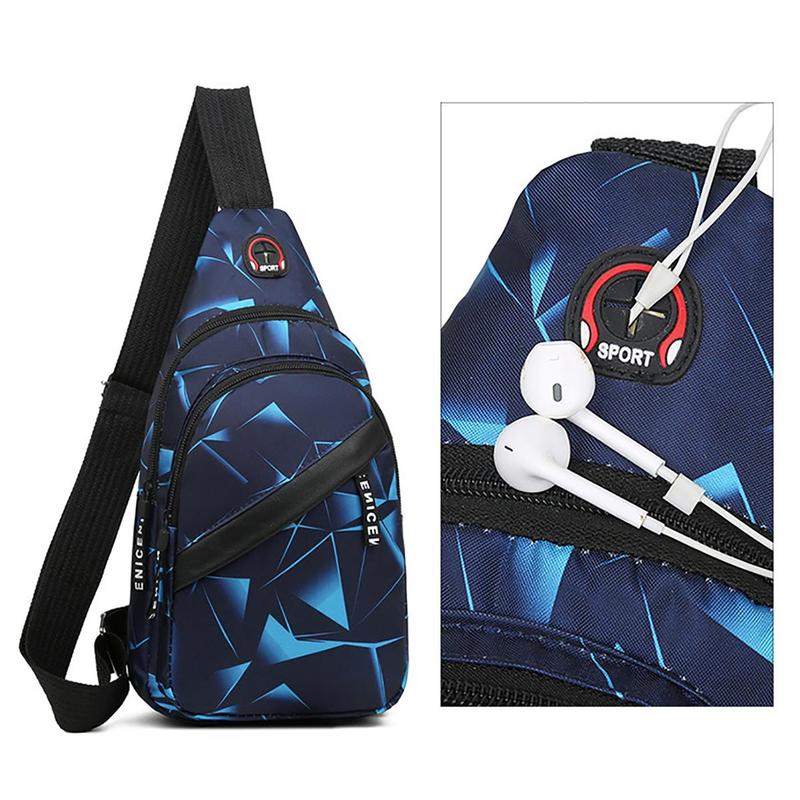 Creative Geometric Pattern Zipper Chest Bag, 1 Count Multi-functional Crossbody Bag, Portable Sports Storage Bag for Outdoor Travel