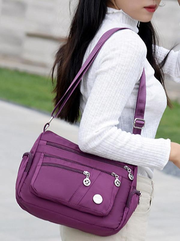 Women's Fashionable Solid Color Simple Crossbody Bag, Casual Versatile Shoulder Bag for Daily Used, Female Zipper Classic Bag