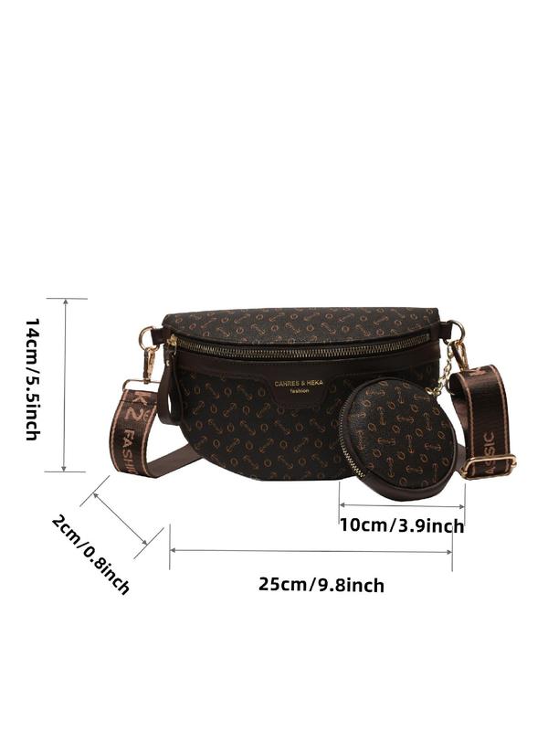 Women's Fashion Letters Print Fanny Pack & Coin Purse, Casual Versatile Chest Bag Set, Trendy All-match Bag Set for Daily Use