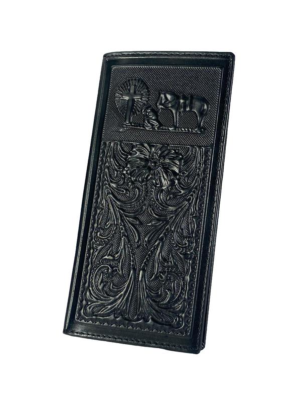 Vintage Style Animal & Flower Embossed Long Wallet,  Large Capacity Leather Long Wallet for Men, Western Cowboy Fashion Purse for Men Daily Use