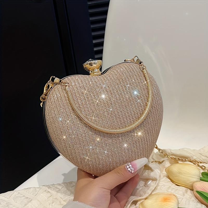 Korean Version of the Cute Heart-shaped Crossbody Bag, Fashionable Banquet Chain Peach Heart Handbag