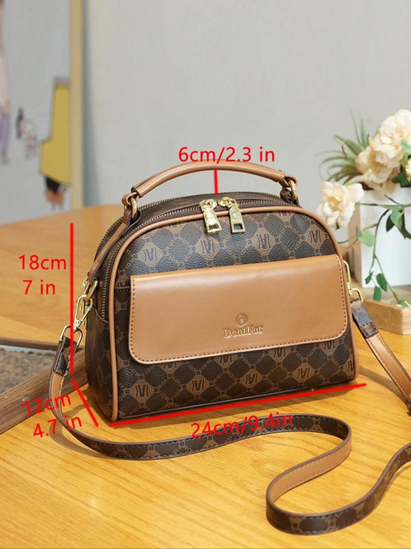 Women's Fashionable Geometric Pattern Handbag & Clutch Bag & Wallet, Casual Versatile Bag Set for Daily Used, Trendy High-quality Daily Commuting Bag