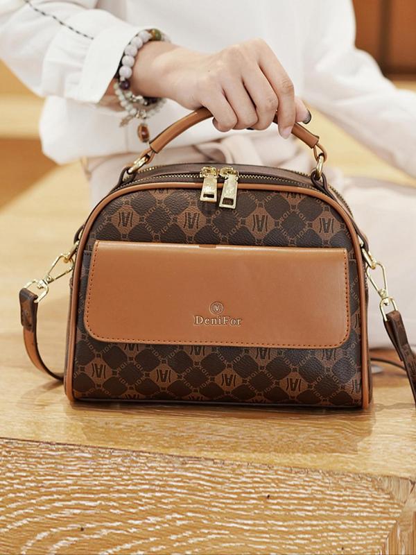 Women's Fashionable Geometric Pattern Handbag & Clutch Bag & Wallet, Casual Versatile Bag Set for Daily Used, Trendy High-quality Daily Commuting Bag