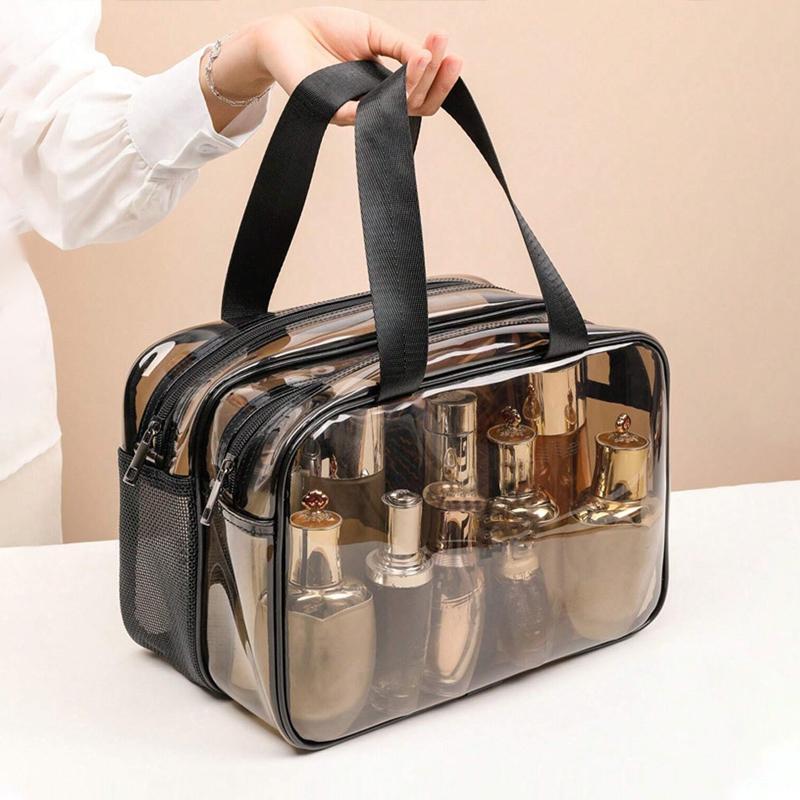 Double Layer Large Capacity Travel Cosmetic Bag, Portable Toiletry Bag, Dry and Wet Separation Transparent Waterproof Makeup Container for Home Office Travel