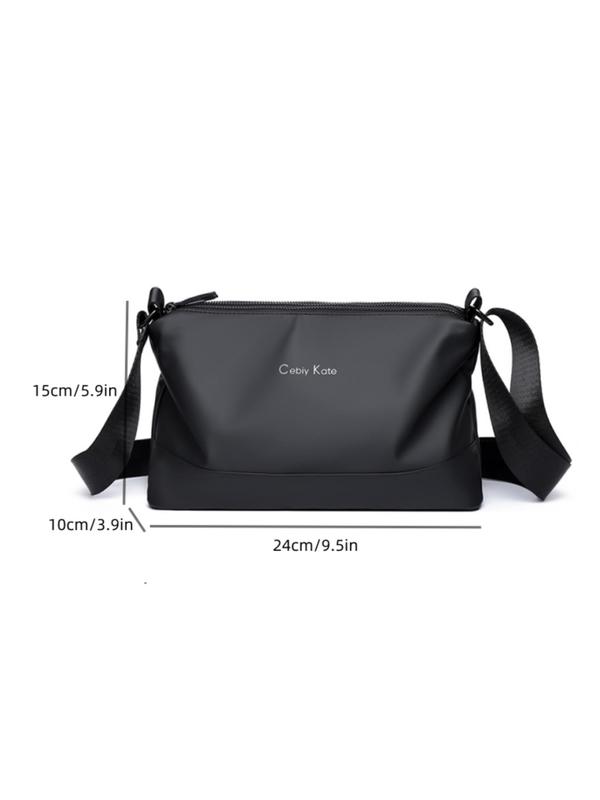 Men's Casual Plain Zipper Crossbody Bag, Letter Pattern Nylon Bag, Fashionable Minimalist Shoulder Bag for Daily Used