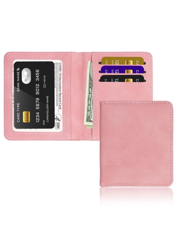 Women's Minimalist Casual Plain Portable Cardholder, Simple Design Business Style Short Wallet, RFID Blocking Card Holder For Work Office & Daily Used