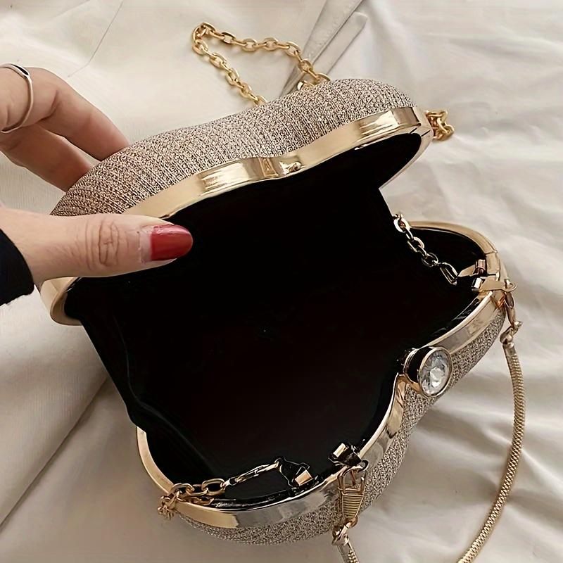 Korean Version of the Cute Heart-shaped Crossbody Bag, Fashionable Banquet Chain Peach Heart Handbag