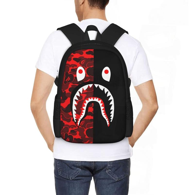 BAPE Shark Backpack Game CasualBackpack Portable Multifunction BagAnime Cartoon Backpack