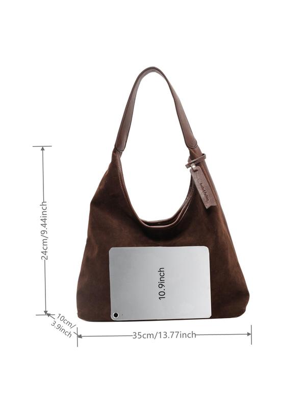 Women's Solid Color Suede Tote Bag, 2024 New Style Fashionable Large Capacity Shoulder Bag for Daily Used, Casual Trendy Versatile High-quality Daily Commuting Bag