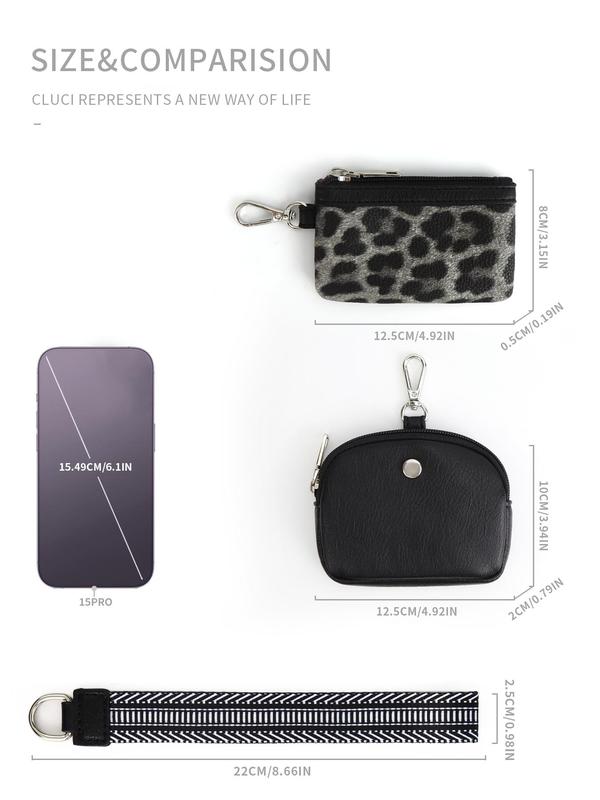 Women's Fashion Leopard Print Zipper 2 in 1 Wristlet, 2024 New Style Casual Versatile Pu Leather Coin Purse, Trendy All-match Mini Wallet for Daily Travel Work Commute