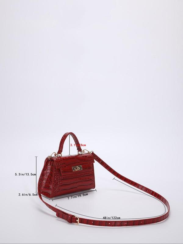 Women's Fashion Crocodile Embossed Handbag, Casual Solid Color Shoulder Bag for Daily Used, Trendy Versatile High-quality Daily Commuting Bag