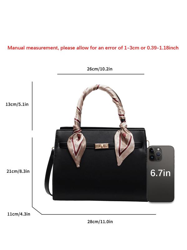 Women's Elegant Ribbon Decorated Handbag, Fashionable Solid Color PU Leather Crossbody Bag, Casual Versatile High-quality Daily Commuting Bag