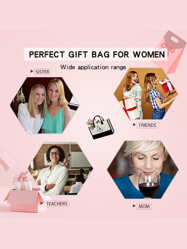 Canvas Tote Bag with Elegant Ribbon Design, Letter Pattern Personalized Waterproof Handbag for Women and Men, Casual Trendy Versatile High-quality Daily Commuting Bag, Girl Fashionable Shopping Bag