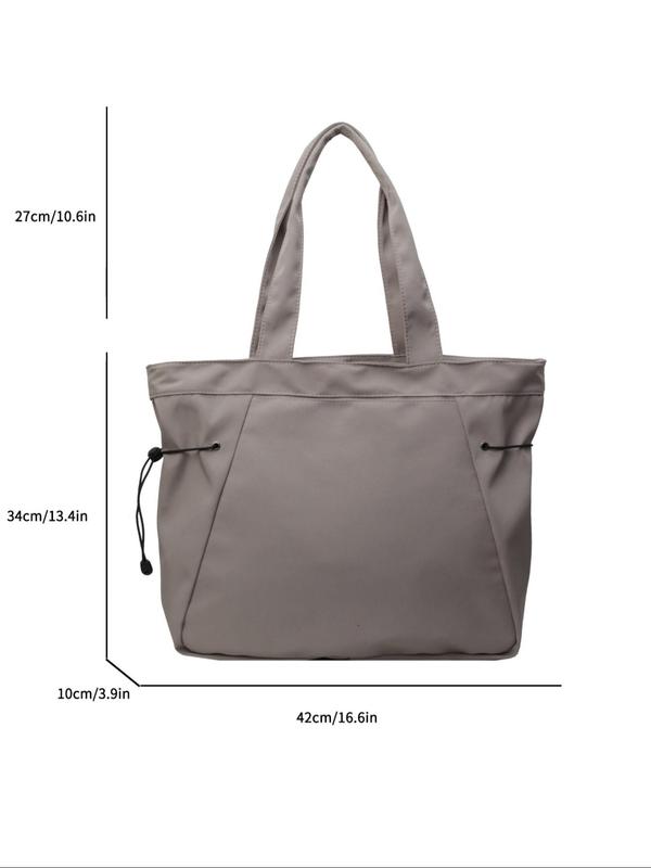 Women's Solid Color Drawstring Design Tote Bag, Fashionable Large Capacity Fall Freshness Shoulder Bag for Work & Daily Used, Casual Trendy Versatile High-quality Daily Commuting Fall Outfits Bag