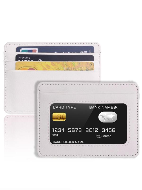 Minimalist Slim Credit Card Holder, Trendy Wallet with Transparent Id Window, Small Lychee Pattern Card Wallet for Women and Man, Perfect for Gift, Fall Outfits, Fall Freshness