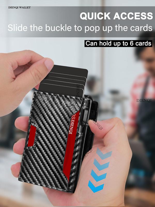 Men's Minimalist Rfid Blocking Card Holder, Automatic Pop Up Card Holder, Portable Business Card Holder for Men