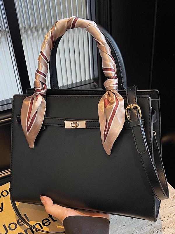 Women's Elegant Ribbon Decorated Handbag, Fashionable Solid Color PU Leather Crossbody Bag, Casual Versatile High-quality Daily Commuting Bag