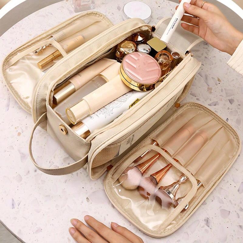 Multi-grid Cosmetic Storage Bag, Large Capacity Zipper Makeup Organizer, Portable Zipper Makeup Bag for Travel, Gym, Outing, Daily Use, Gifts for Mom