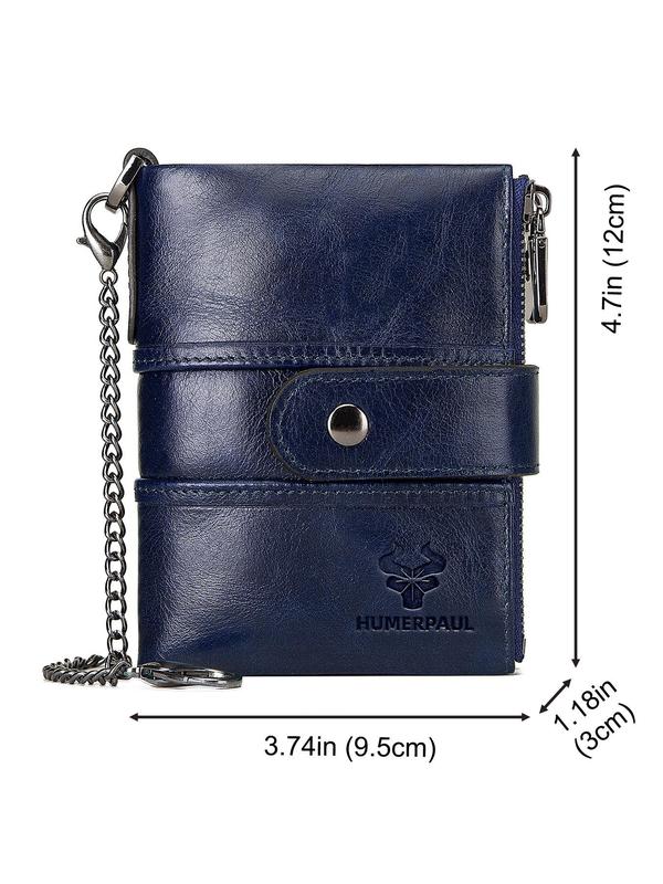 Women's Simple Style Plain Color Genuine Leather Bifold Wallet, with Card Holder Design, Casual Trendy Bifold Wallet with Card Holder Feature, Fashionable Wallet for Daily Use