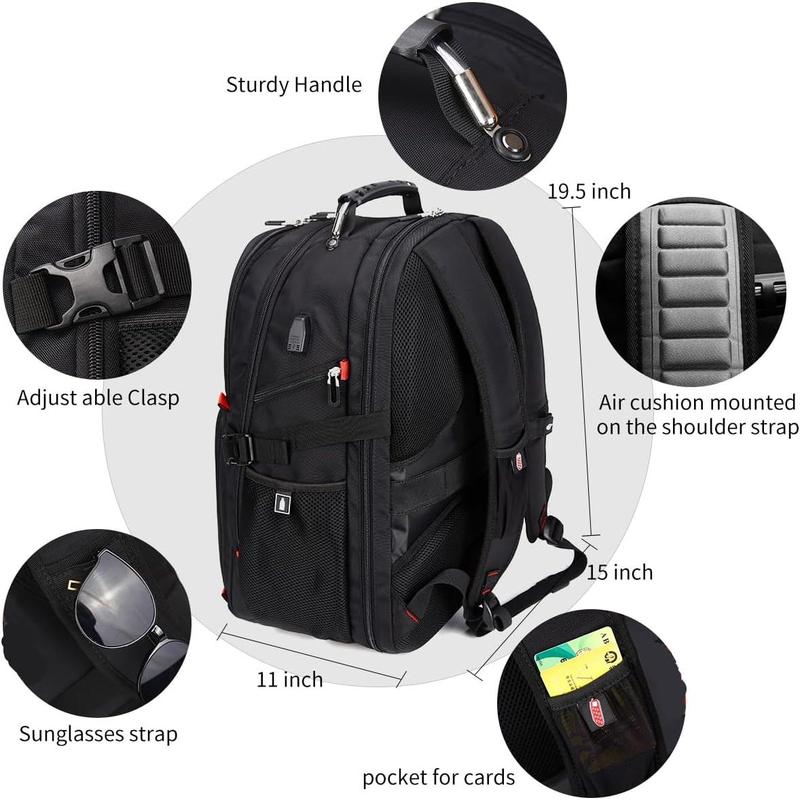 Extra Large 50L Travel Laptop Backpack with USB Charging Port, College Backpack Airline Approved Business Work Bag Fits 17 Inch Computer for Men Women