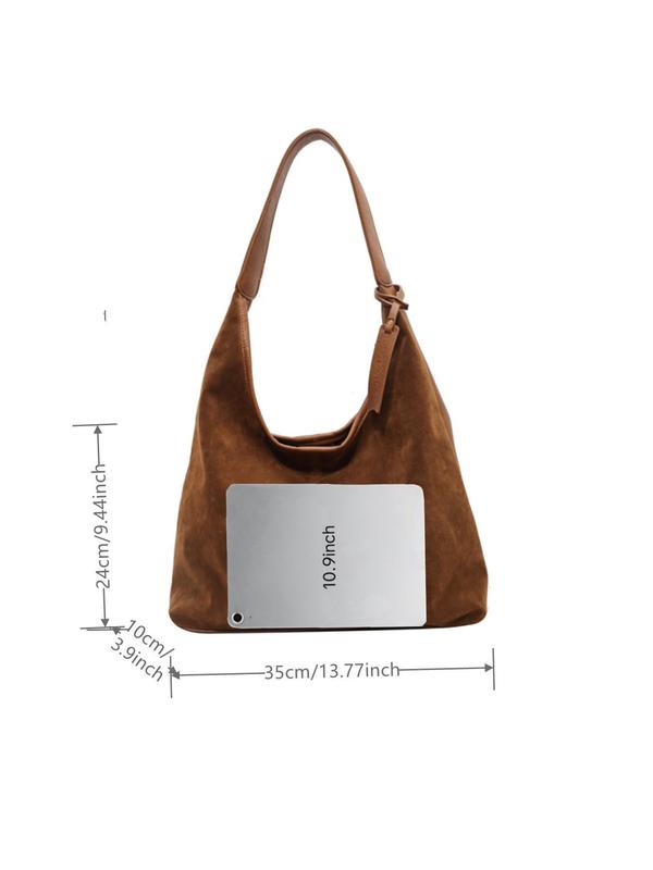 Women's Solid Color Suede Tote Bag, 2024 New Style Fashionable Large Capacity Shoulder Bag for Daily Used, Casual Trendy Versatile High-quality Daily Commuting Bag