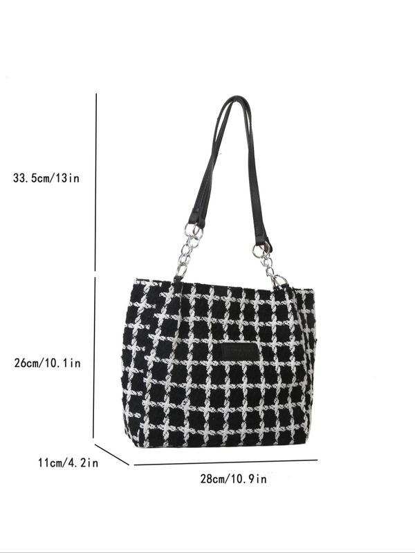 2024 New Fashionable Plaid Pattern Tote Bag, Summer Casual Large Capacity Shoulder Bag for Women & Girls, Versatile Simple Handbag