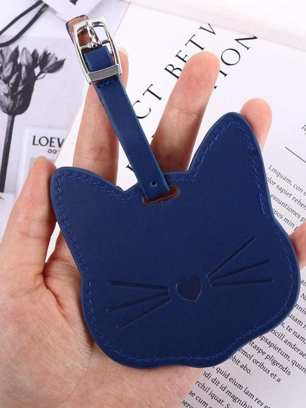 Cute Cat Design Luggage Tag, Fashionable Pu Leather Luggage Tag, Luggage Tag for Women & Men