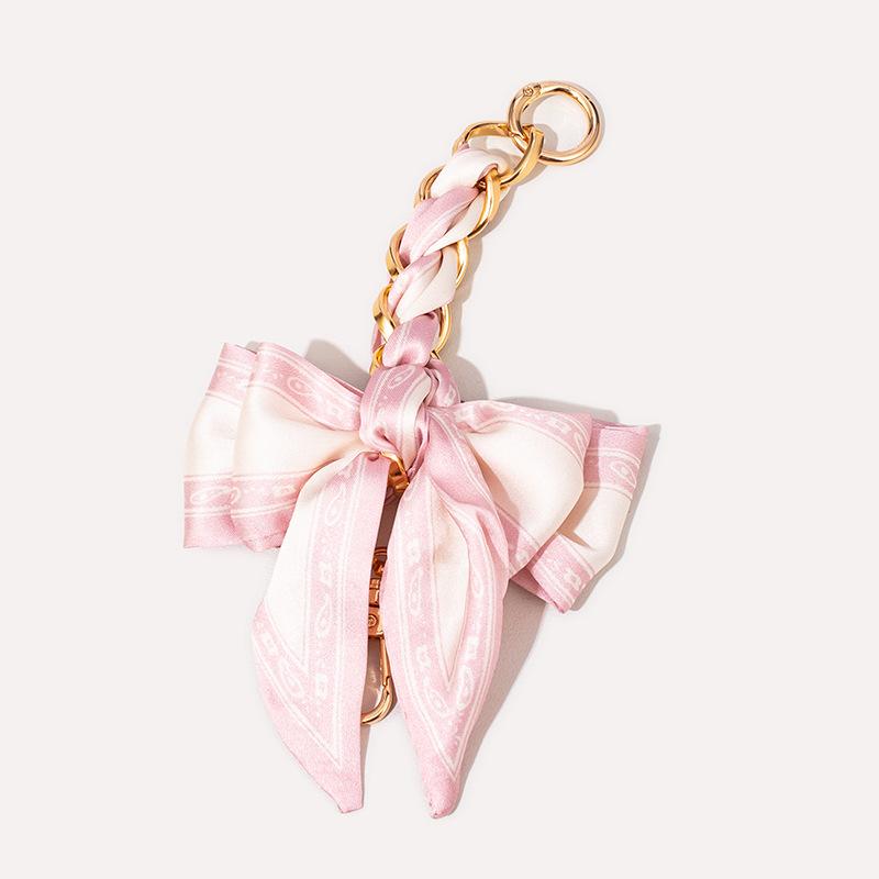 Bow Silk Scarf Bag Charms, Handmade Knitted Bow Charms for Women's Bags