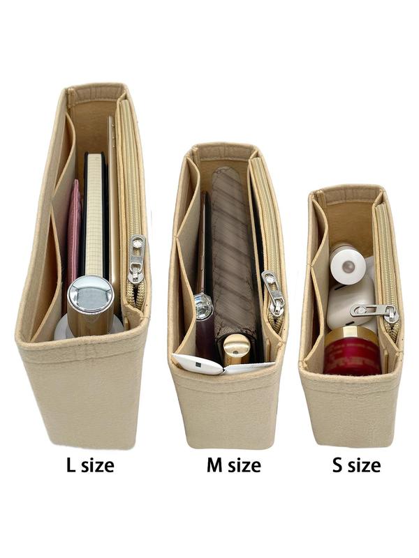 Solid Felt Insert Purse Organizer with Zipper, Minimalist Handbag Tote Shaper Insert for Shoulder Bag, Bag Accessories