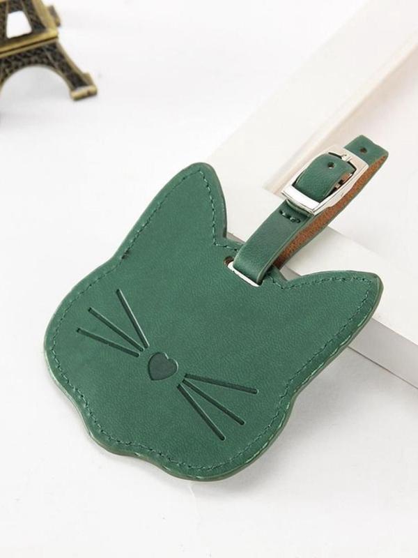 Cute Cat Design Luggage Tag, Fashionable Pu Leather Luggage Tag, Luggage Tag for Women & Men