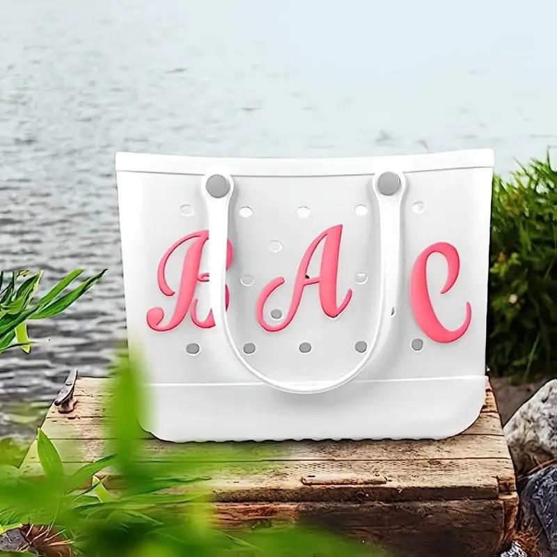 3Pcs 3D Letter Decors For Bag, Personalizing Handbag Charms For Beach Style Bag Ornament Jewelry Making Craft Supplies