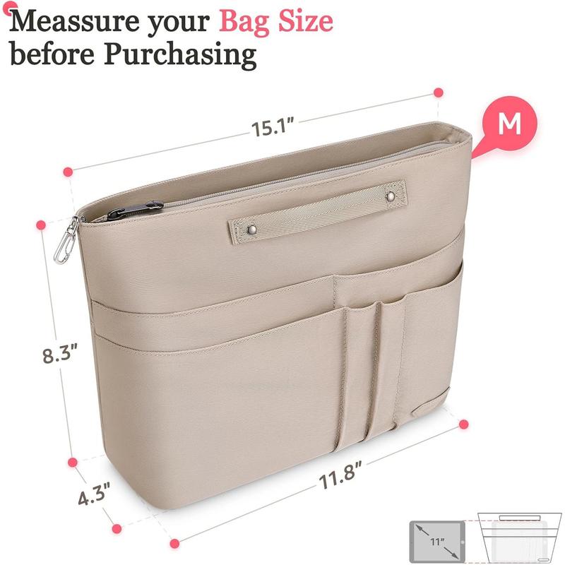 Purse Organizer Insert for Handbags,Tote Bag Organizer Insert Zipper Bag for Women, Handbag Organizer Inside Liner with 15 Pockets