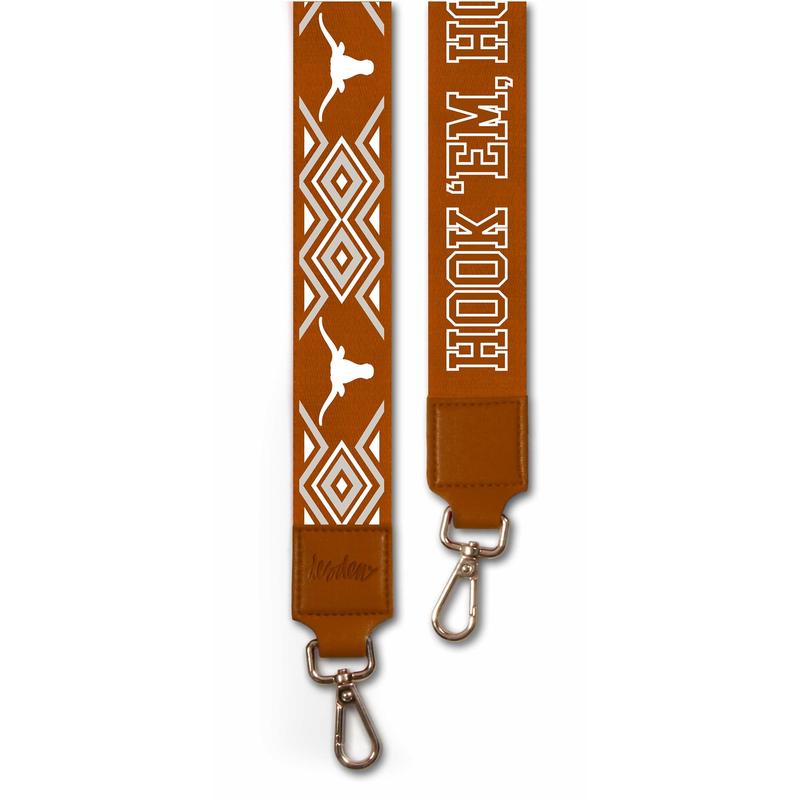 Texas Longhorns Hook Em Purse Strap in Burnt Orange and White by Desden