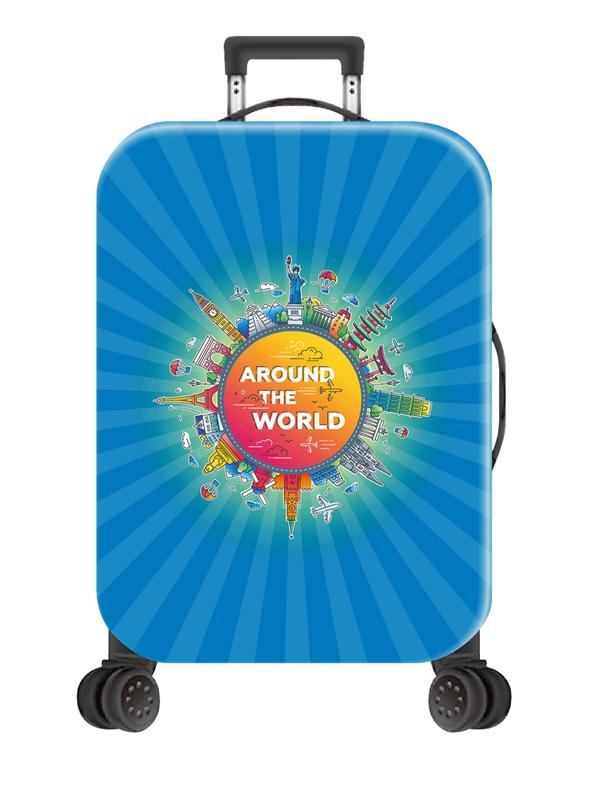 Travel World Series Graphic Pattern Luggage Cover, Travel Accessories for Business, Business Trip, Holiday, Travel, Suitcase Protector for 20-28 Inch Luggage