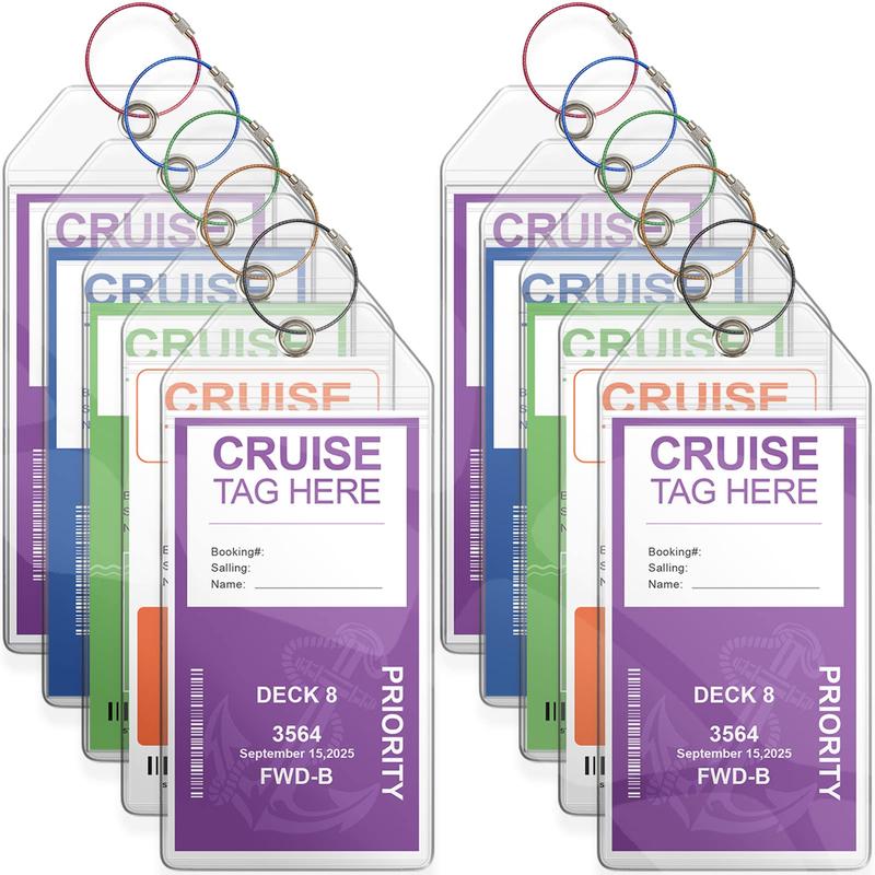 Cruise Luggage Tag Holders, Pack of 10 Carnival Cruise Luggage Tags, Cruise Luggage Tags, Clear Cruise Tag Holders are suitable for all cruise lines.