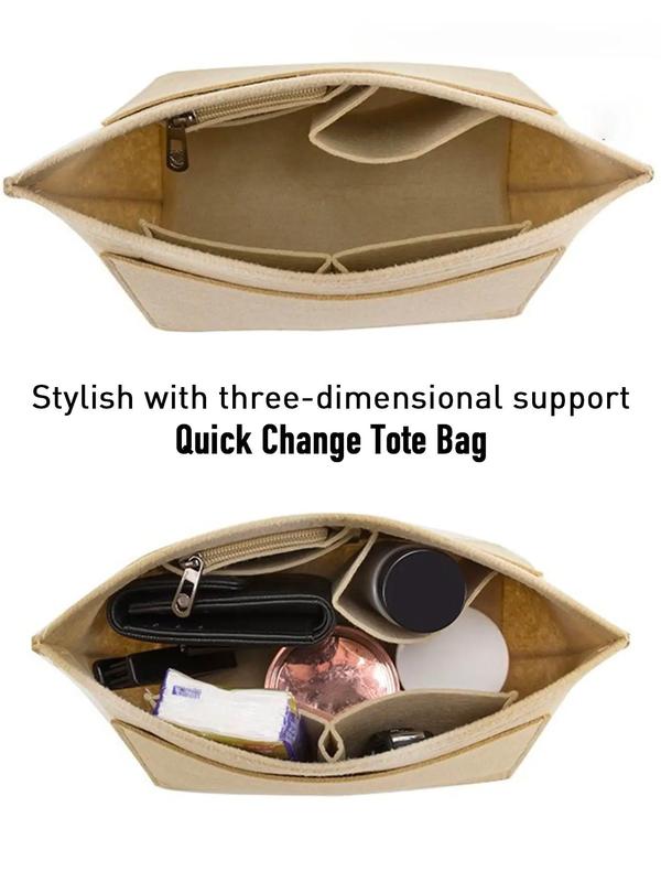 Basic Multi-pocket Bag Insert,  Solid Color Storage Bag Insert for Women & Girls, Perfect for Canvas Bag, Shoulder Bag, Backpack for Daily Use