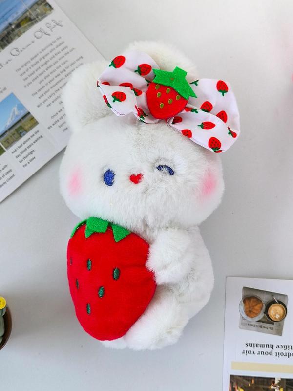 Cute Strawberry Rabbit Plush Doll, Cute Cartoon Plush Pendant, Creative Bag Hanging Ornament, Bag Decoration Accessories