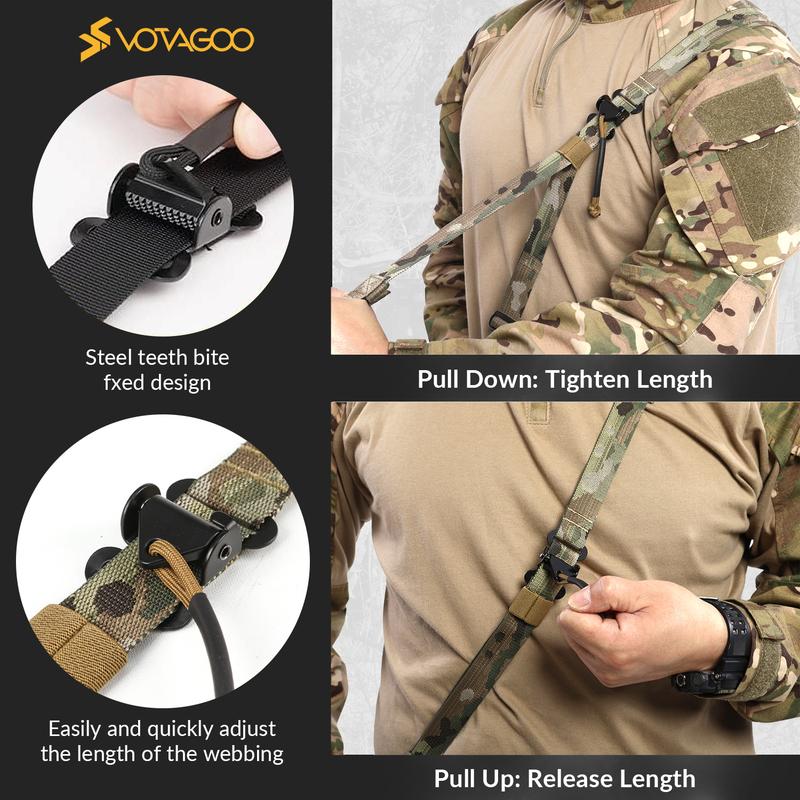 QD Sling 2 Point Sling Quick Adjust Sling with HK Hook Soft Shoulder Pad Sling, Sling for Hunting Tactical Strap