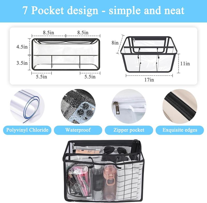 Beach Bag Organizer Accessories for Bogg Bag X Large, Clear Storage Bag with 5 Pockets Organizing Your Bag and Divide Space