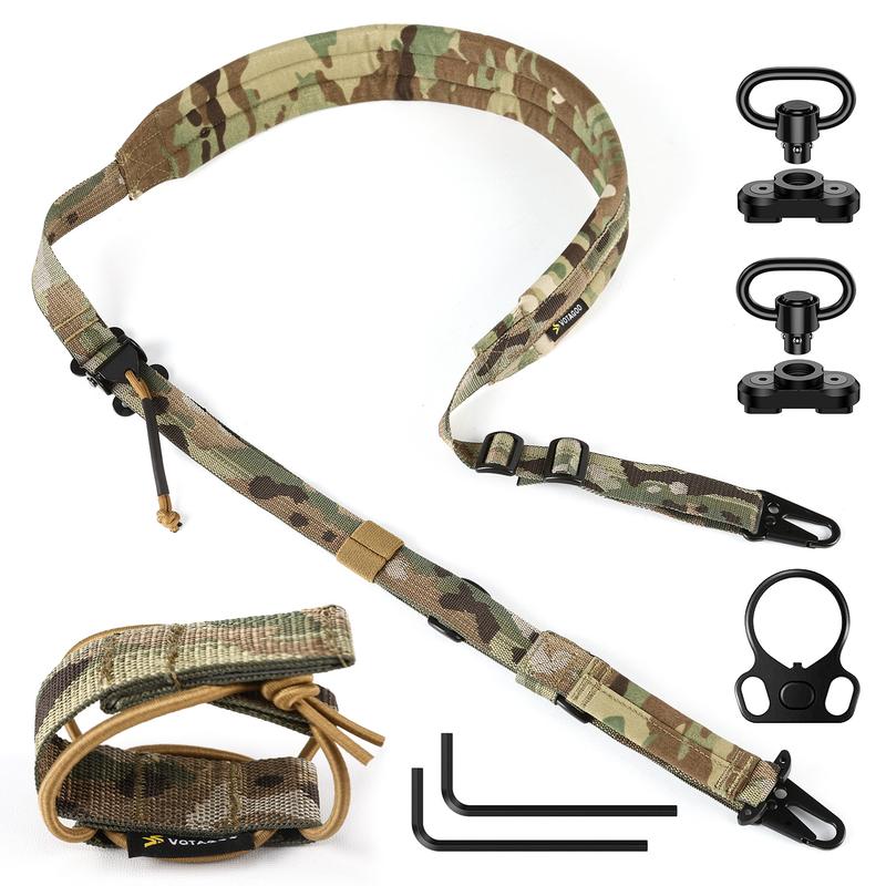 QD Sling 2 Point Sling Quick Adjust Sling with HK Hook Soft Shoulder Pad Sling, Sling for Hunting Tactical Strap