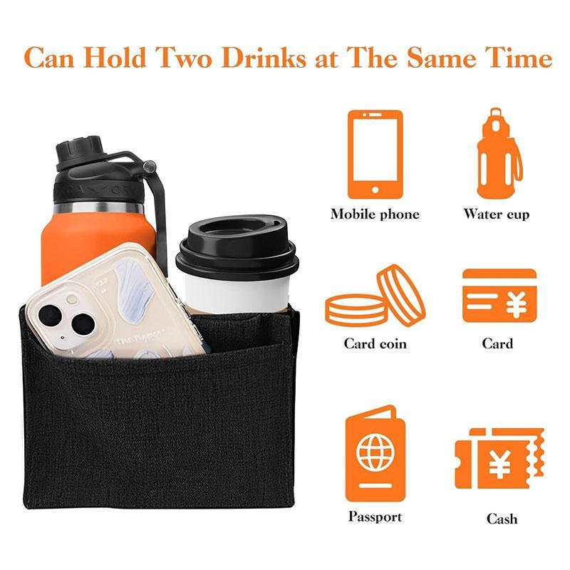 Adjustable Suitcase Cup Holder, 1 Count Portable Travel Accessory, Durable Fabric, Reusable Cup Bag, Easy Attach Design, Fits Most Cup Sizes, Convenient Organizer