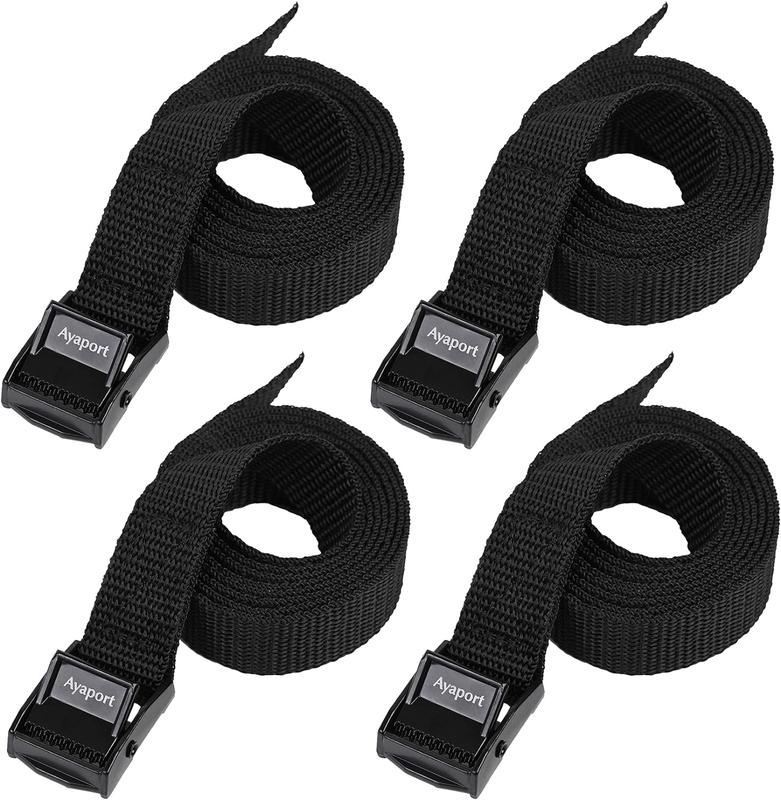 Lashing Straps with Buckles Adjustable Cam Buckle Tie Down  Cinch Strap for Packing Black 4 Pack