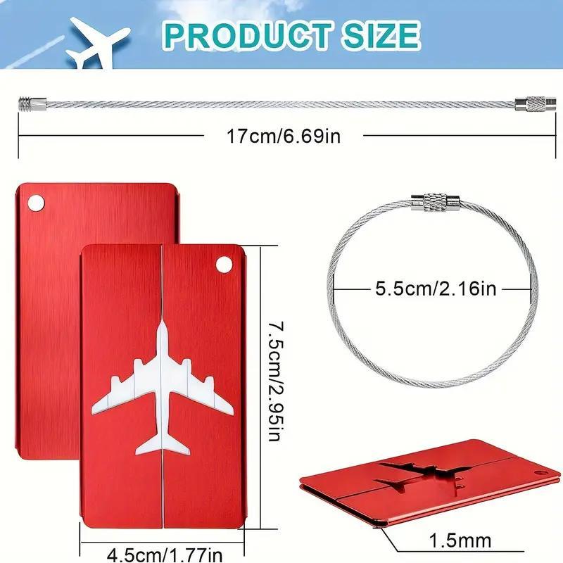 Random Color Airplane Design Luggage Tag, 3 Counts set Aluminum Alloy Luggage Tag with Safety Loop, Fashionable Luggage Identifier for Travel