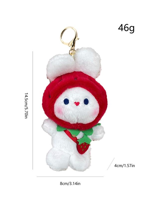 Cute Strawberry Rabbit Plush Doll, Cute Cartoon Plush Pendant, Creative Bag Hanging Ornament, Bag Decoration Accessories